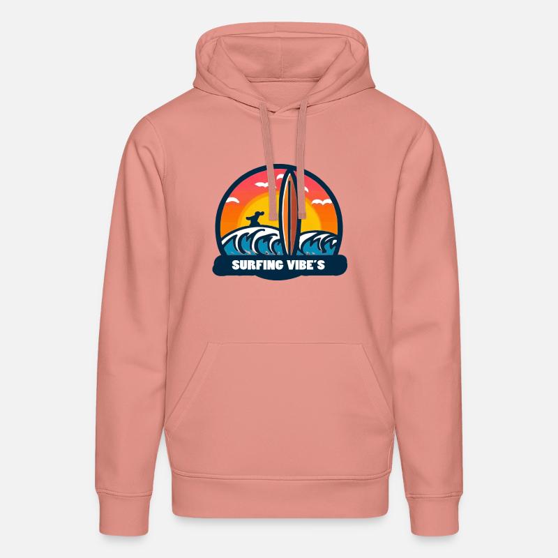 logo surfing vibes sunset - Sweat à capuche bio DRUMMER Stanley/Stella Unisexe - rose poudré
