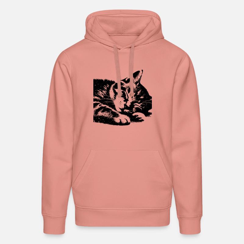 Chat endormi mignon - Sweat à capuche bio DRUMMER Stanley/Stella Unisexe - rose poudré