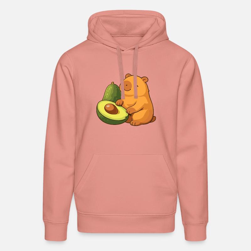 Capybara avec avocat - Sweat à capuche bio DRUMMER Stanley/Stella Unisexe - rose poudré