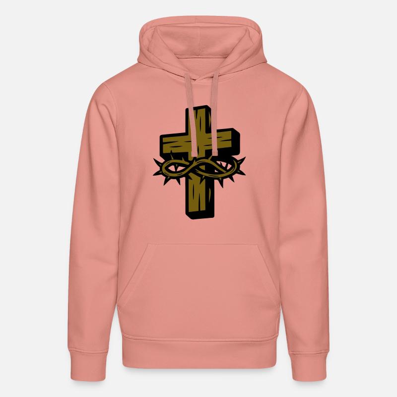 Croix Couronne d’épines Symbole - Sweat à capuche bio DRUMMER Stanley/Stella Unisexe - rose poudré