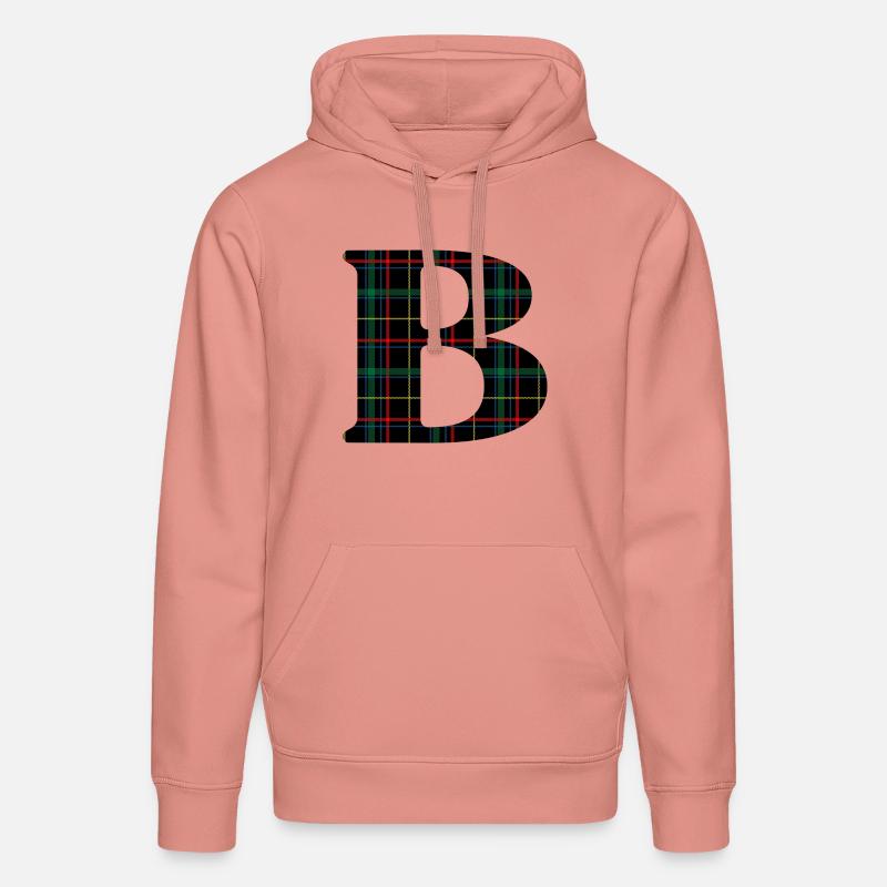 Monogramme b tartan écossais - Sweat à capuche bio DRUMMER Stanley/Stella Unisexe - rose poudré