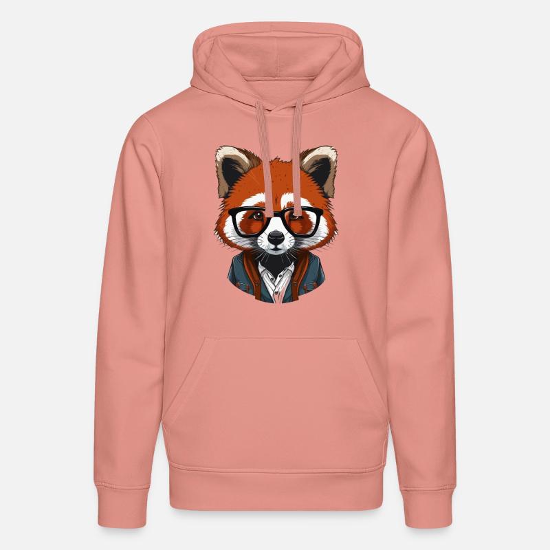 Red Panda en hipster - Sweat à capuche bio DRUMMER Stanley/Stella Unisexe - rose poudré