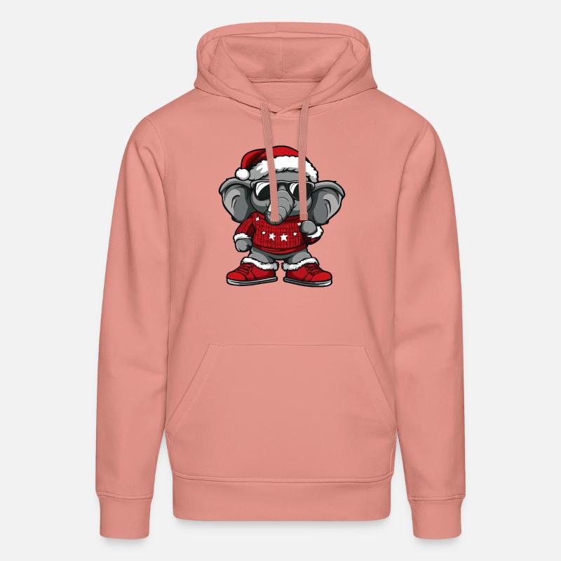 Éléphant Noël Cool Noël - Sweat à capuche bio DRUMMER Stanley/Stella Unisexe - rose poudré