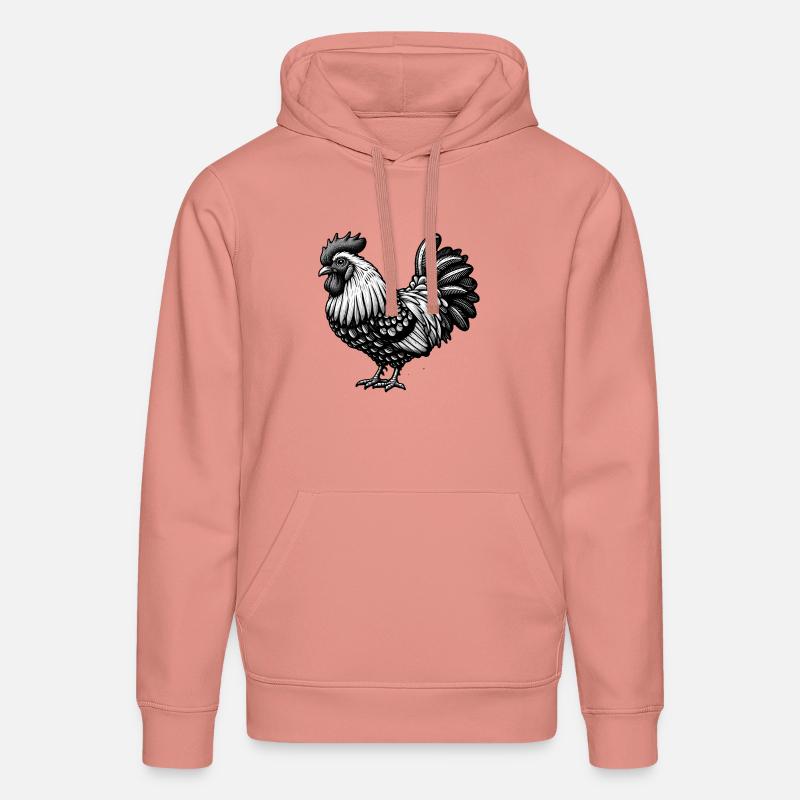 Illustration de coq complexe - Sweat à capuche bio DRUMMER Stanley/Stella Unisexe - rose poudré