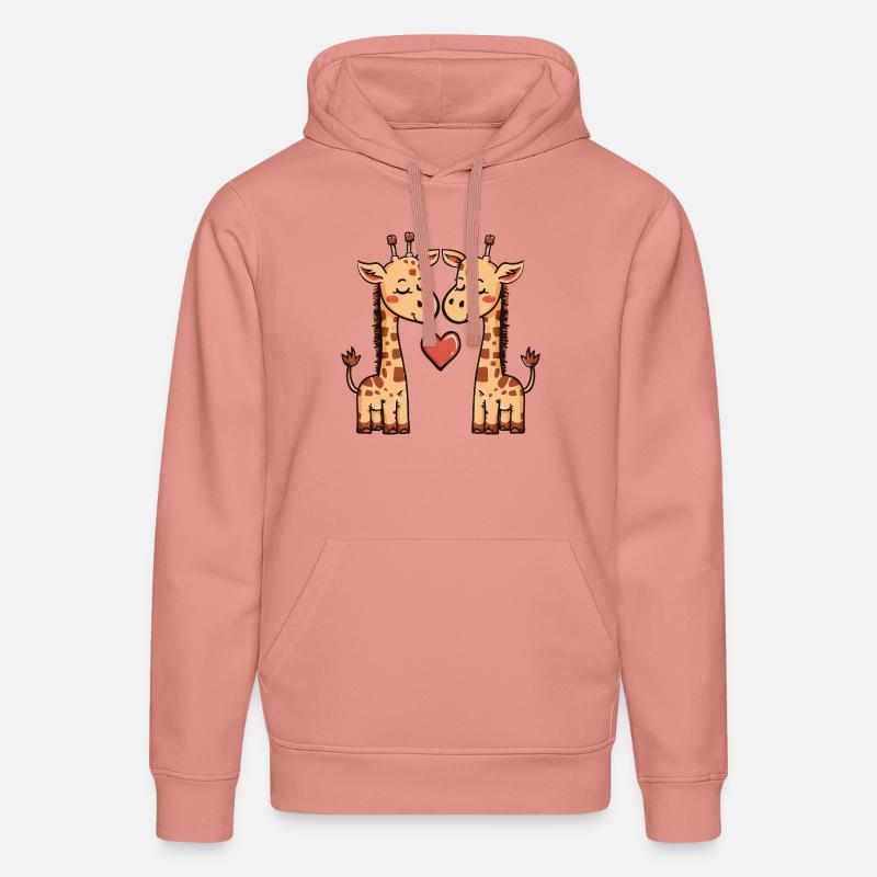 Giraffe Paar Herz - Stanley/Stella Unisex Bio-Hoodie DRUMMER  - Altrosa