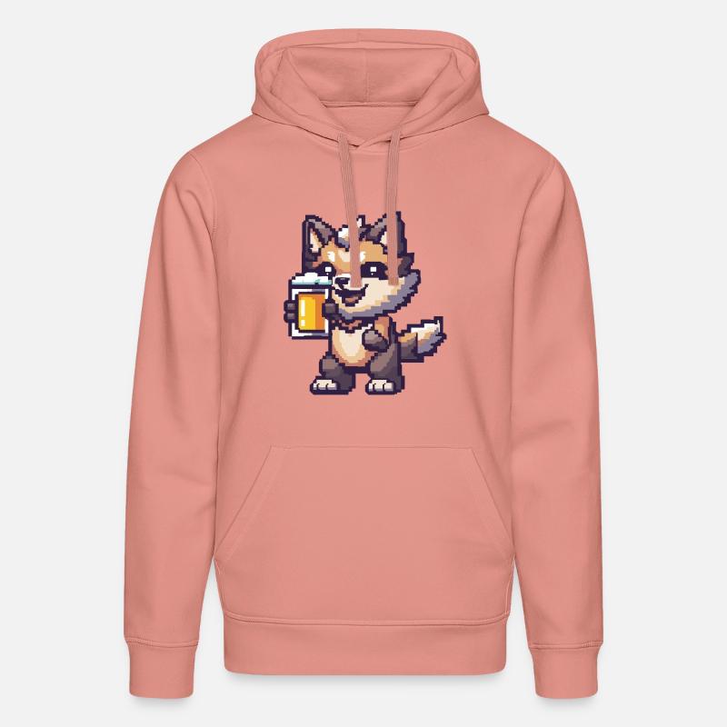 Bière Wolf Pixel - Sweat à capuche bio DRUMMER Stanley/Stella Unisexe - rose poudré