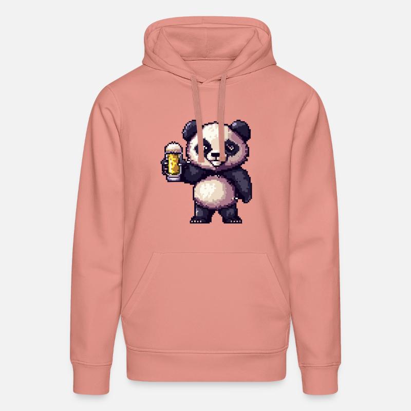 Bière Panda Pixel - Sweat à capuche bio DRUMMER Stanley/Stella Unisexe - rose poudré
