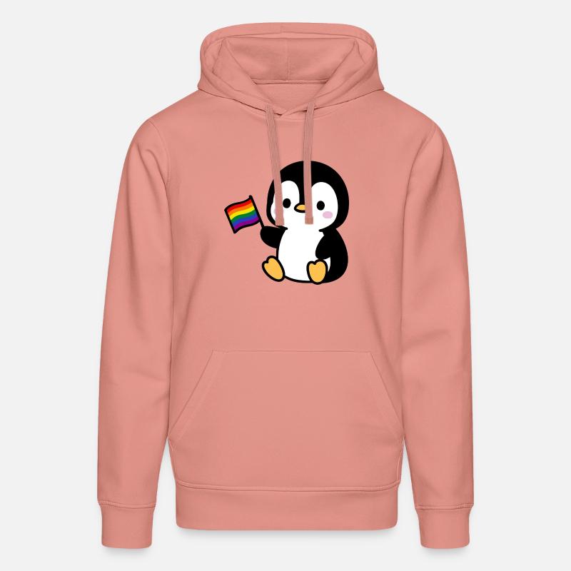 Pingouin avec drapeau arc-en-ciel - Sweat à capuche bio DRUMMER Stanley/Stella Unisexe - rose poudré