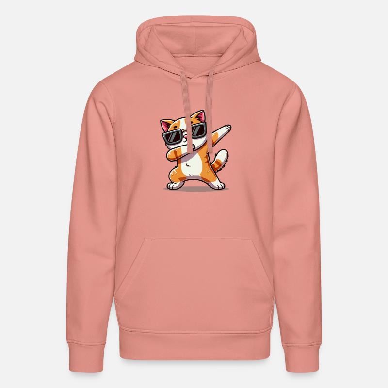 chat bande dessinée dabbing - Sweat à capuche bio DRUMMER Stanley/Stella Unisexe - rose poudré