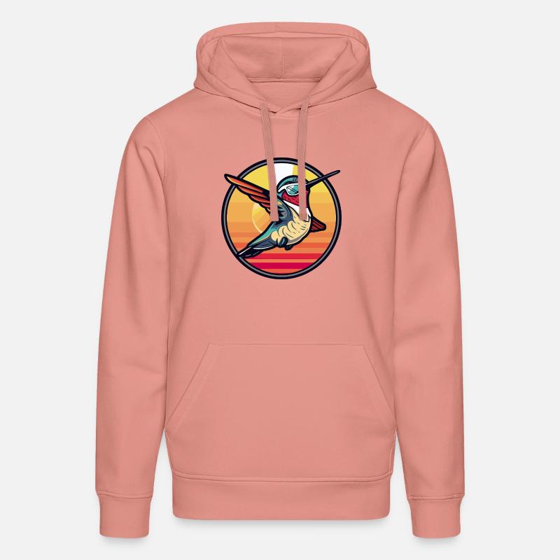 Colibri oiseau bande dessinée cool - Sweat à capuche bio DRUMMER Stanley/Stella Unisexe - rose poudré