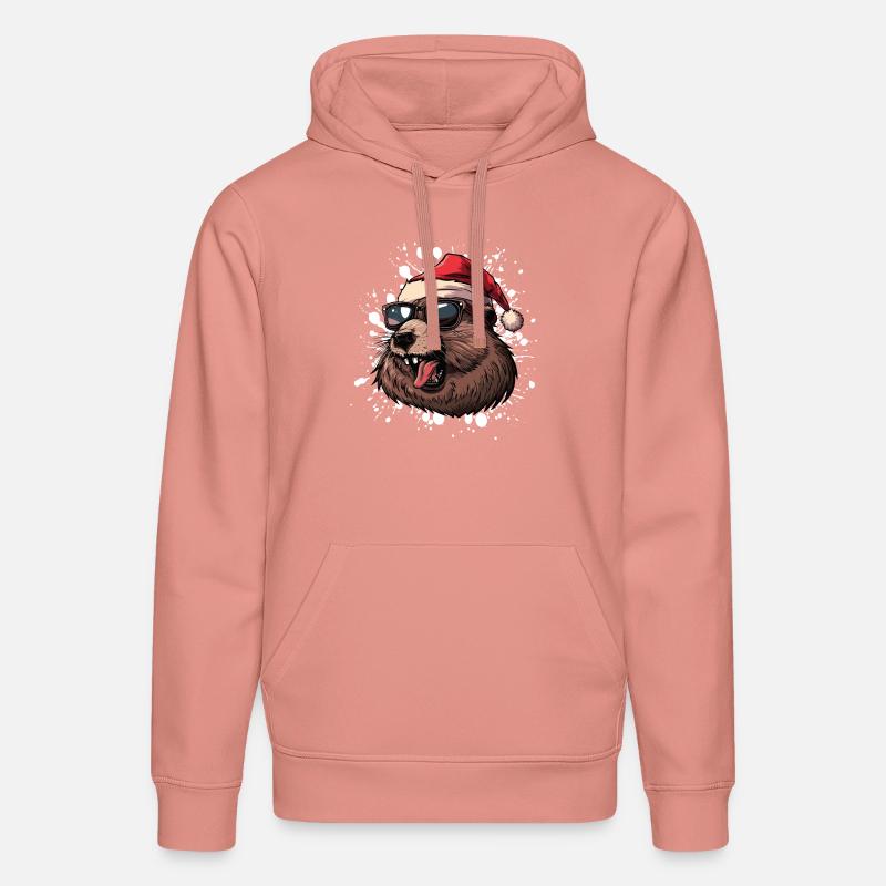 Castor Noël Drôle - Sweat à capuche bio DRUMMER Stanley/Stella Unisexe - rose poudré