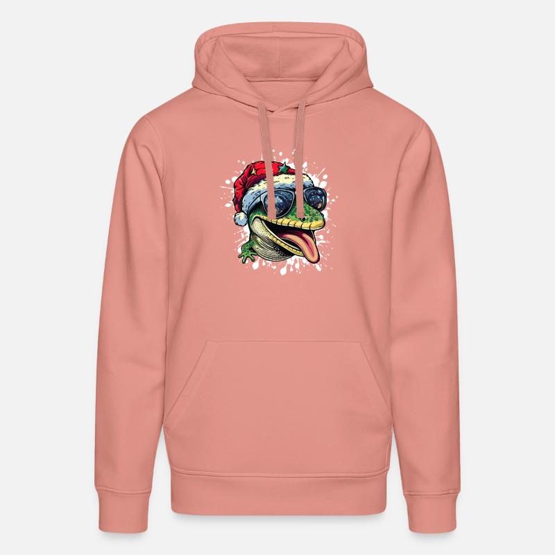 Lézard Noël Drôle - Sweat à capuche bio DRUMMER Stanley/Stella Unisexe - rose poudré