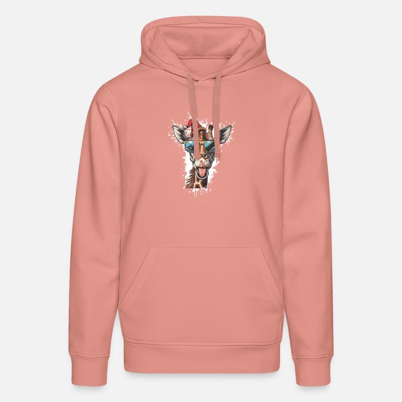 Girafe Noël Drôle - Sweat à capuche bio DRUMMER Stanley/Stella Unisexe - rose poudré