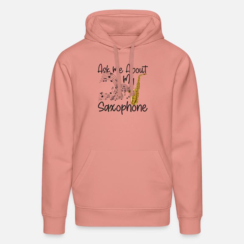 Saxophone Interrogez-moi sur mon - Sweat à capuche bio DRUMMER Stanley/Stella Unisexe - rose poudré
