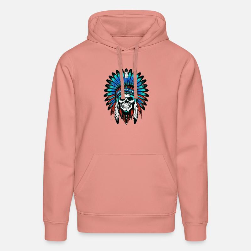 Crâne de chef indien Apache - Sweat à capuche bio DRUMMER Stanley/Stella Unisexe - rose poudré