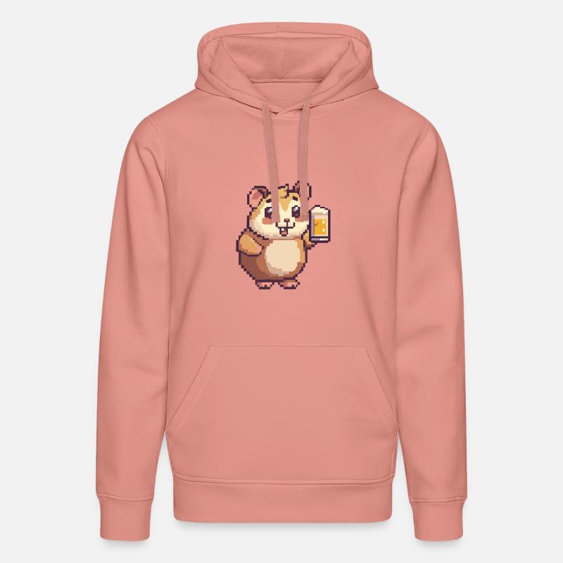 Hamster Pixel Bière - Sweat à capuche bio DRUMMER Stanley/Stella Unisexe - rose poudré