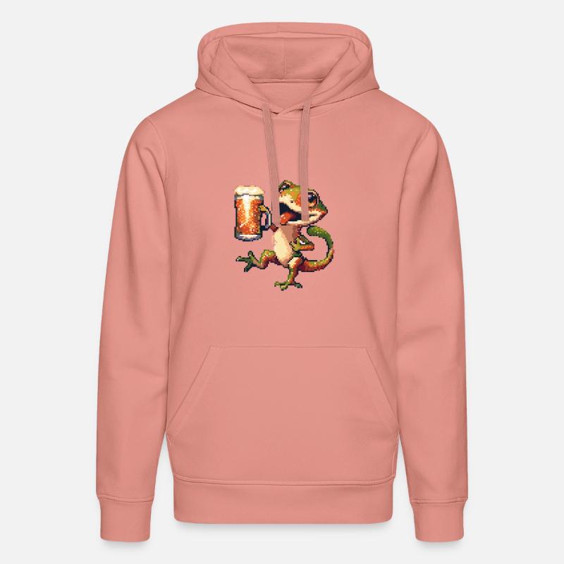 Bière Lizard Pixel - Sweat à capuche bio DRUMMER Stanley/Stella Unisexe - rose poudré