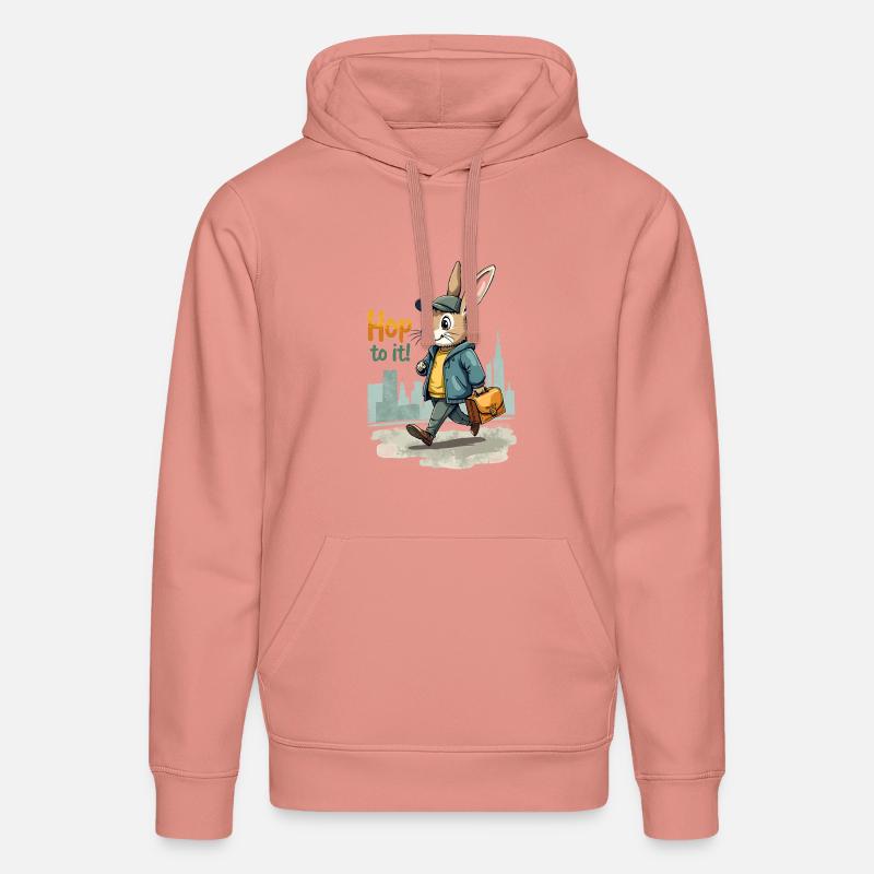 Art élégant du lapin marchant - Sweat à capuche bio DRUMMER Stanley/Stella Unisexe - rose poudré
