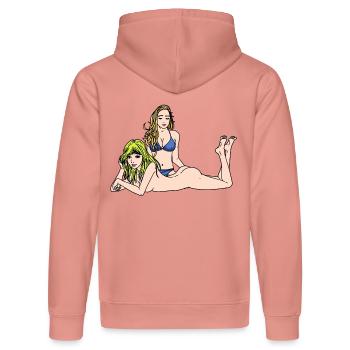 Sexy Girls Erotik nackte Frau Bikini Fantasy - Stanley/Stella Unisex Bio-Hoodie DRUMMER  - Altrosa - Hinten - Liana (172cm)