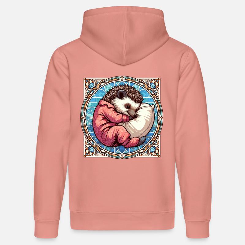 Hérisson Sleeping Passion Cadeau - Sweat à capuche bio DRUMMER Stanley/Stella Unisexe - rose poudré