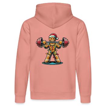 Funny Gingerbread Man Bodybuilder Christmassy - Stanley/Stella DRUMMER Unisex Organic Hoodie - canyon pink - Back - Liana (172cm)