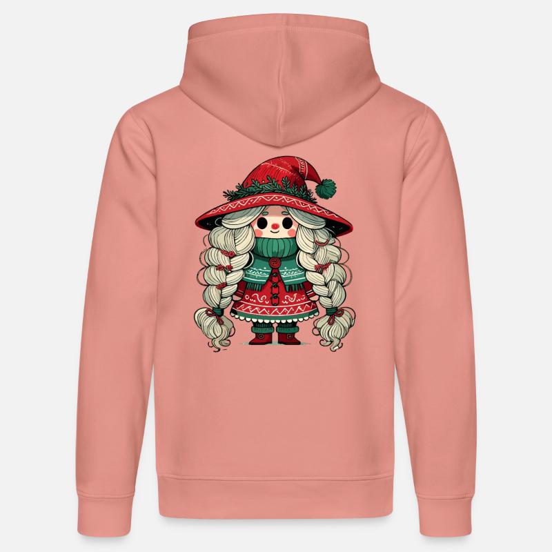 Gnome Fille Festive en Scandinave - Sweat à capuche bio DRUMMER Stanley/Stella Unisexe - rose poudré