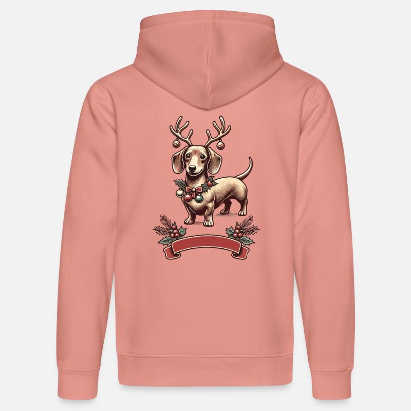 Weihnachtlicher Dackel Mit Geweih - Stanley/Stella Unisex Bio-Hoodie DRUMMER  - Altrosa