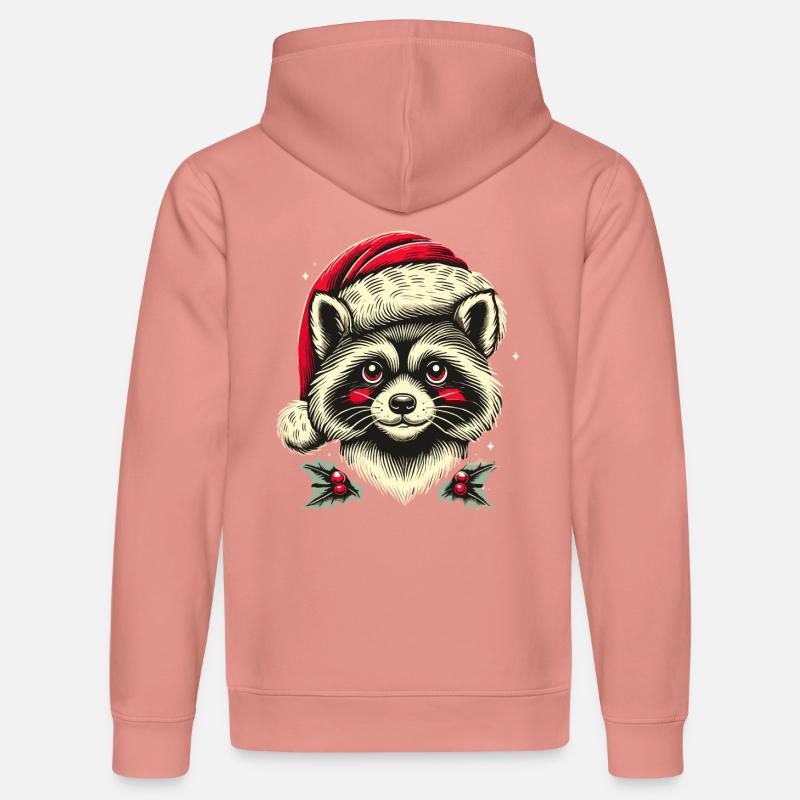 Fröhlicher Waschbär Weihnachten - Stanley/Stella Unisex Bio-Hoodie DRUMMER  - Altrosa