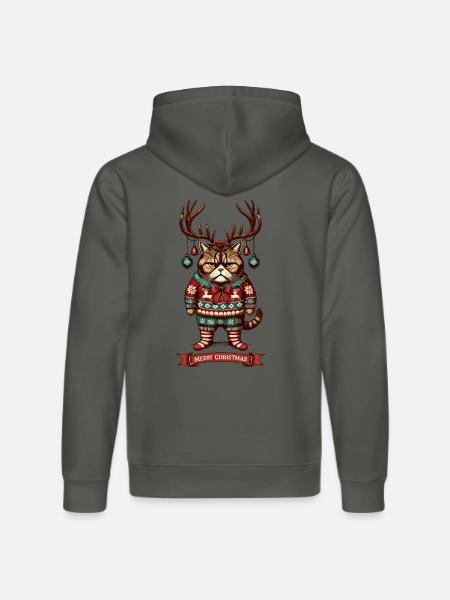 Grumpy Christmas Cat Funny Christmas - Stanley/Stella DRUMMER Unisex Organic Hoodie - canyon pink