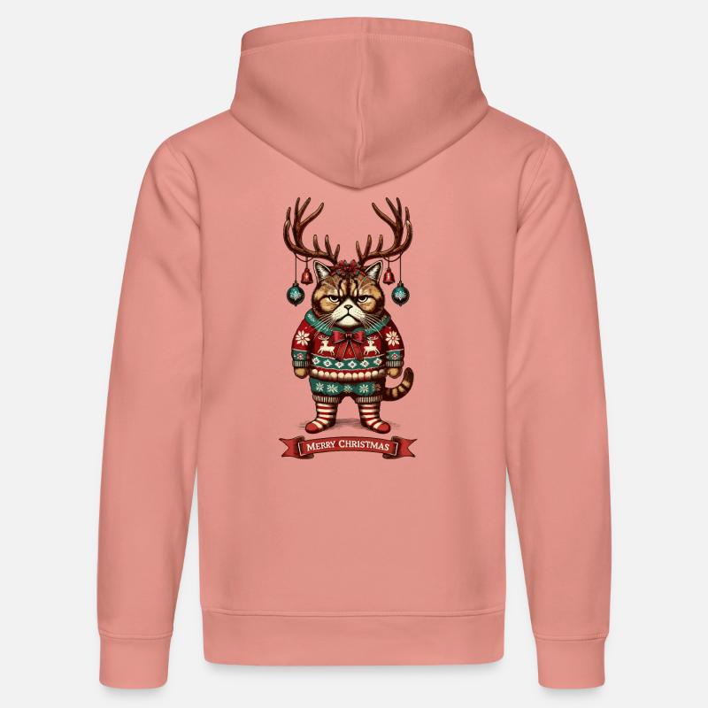 Chat de Noël Noël drôle - Sweat à capuche bio DRUMMER Stanley/Stella Unisexe - rose poudré