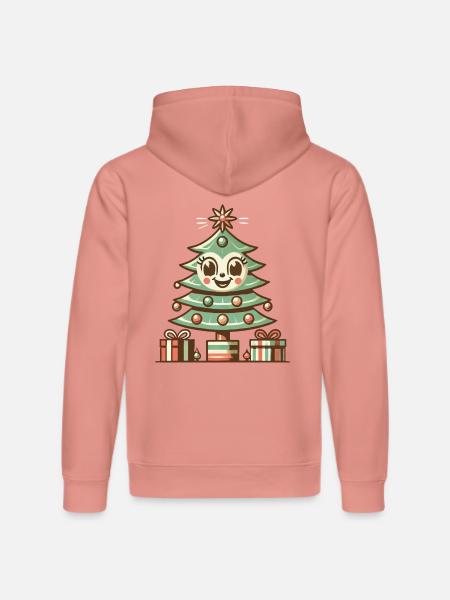 Fröhlicher Weihnachtsbaum Mit Geschenken - Stanley/Stella Unisex Bio-Hoodie DRUMMER - Altrosa