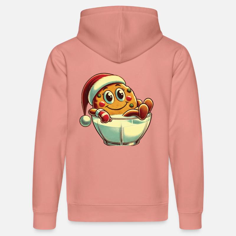 Joyeux Noël Retro Cookie Design - Sweat à capuche bio DRUMMER Stanley/Stella Unisexe - rose poudré