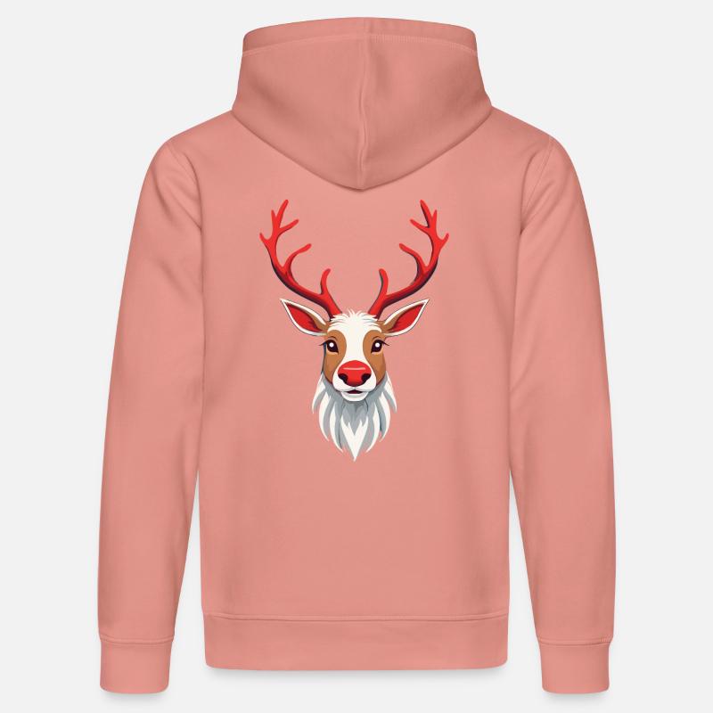 Motif de Noël Joyeux Renne - Sweat à capuche bio DRUMMER Stanley/Stella Unisexe - rose poudré