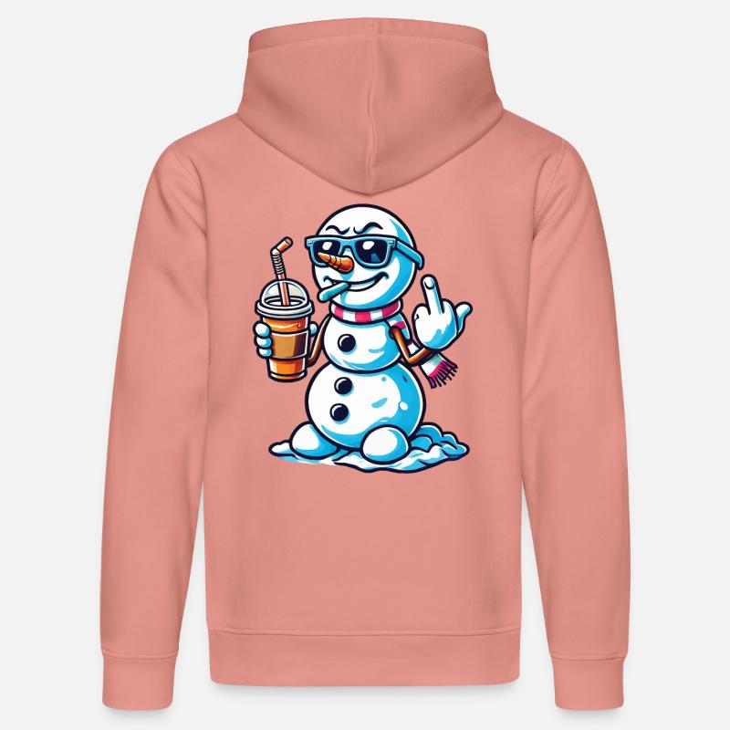 Cooler Schneemann Mit Mittelfinger Statement - Stanley/Stella Unisex Bio-Hoodie DRUMMER  - Altrosa