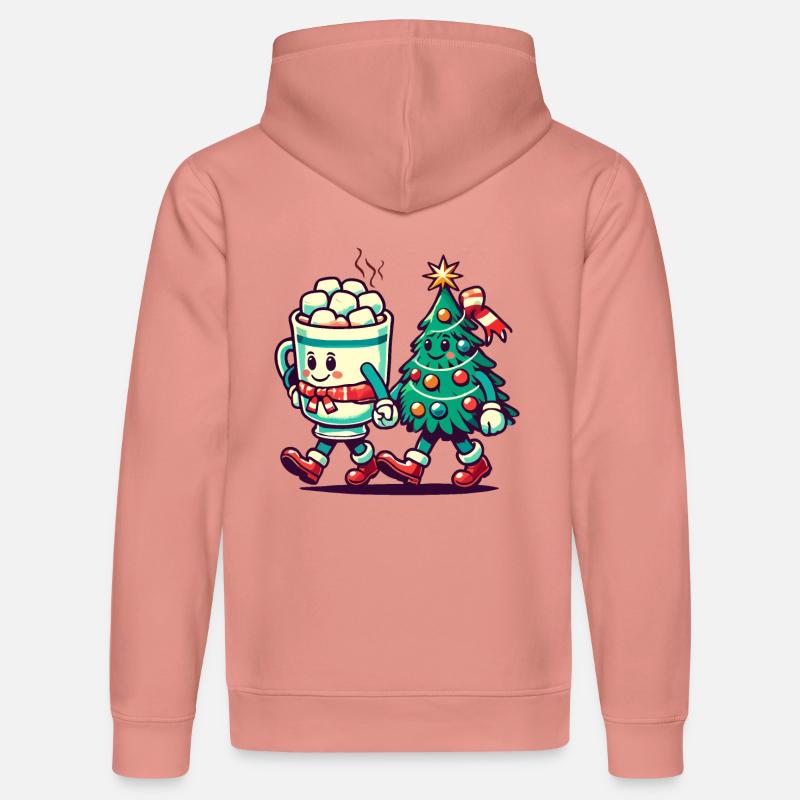 Joyeux Noël Style Rétro - Sweat à capuche bio DRUMMER Stanley/Stella Unisexe - rose poudré