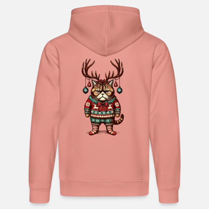 Mürrische Weihnachtskatze Mit Geweih - Stanley/Stella Unisex Bio-Hoodie DRUMMER  - Altrosa