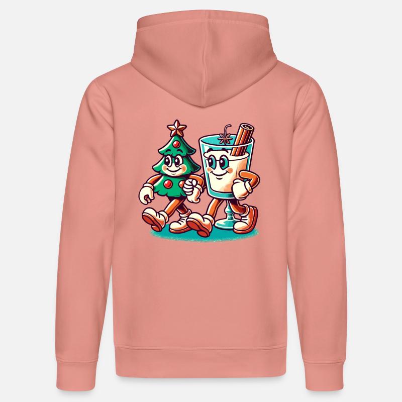Joyeux Noël Style Rétro - Sweat à capuche bio DRUMMER Stanley/Stella Unisexe - rose poudré