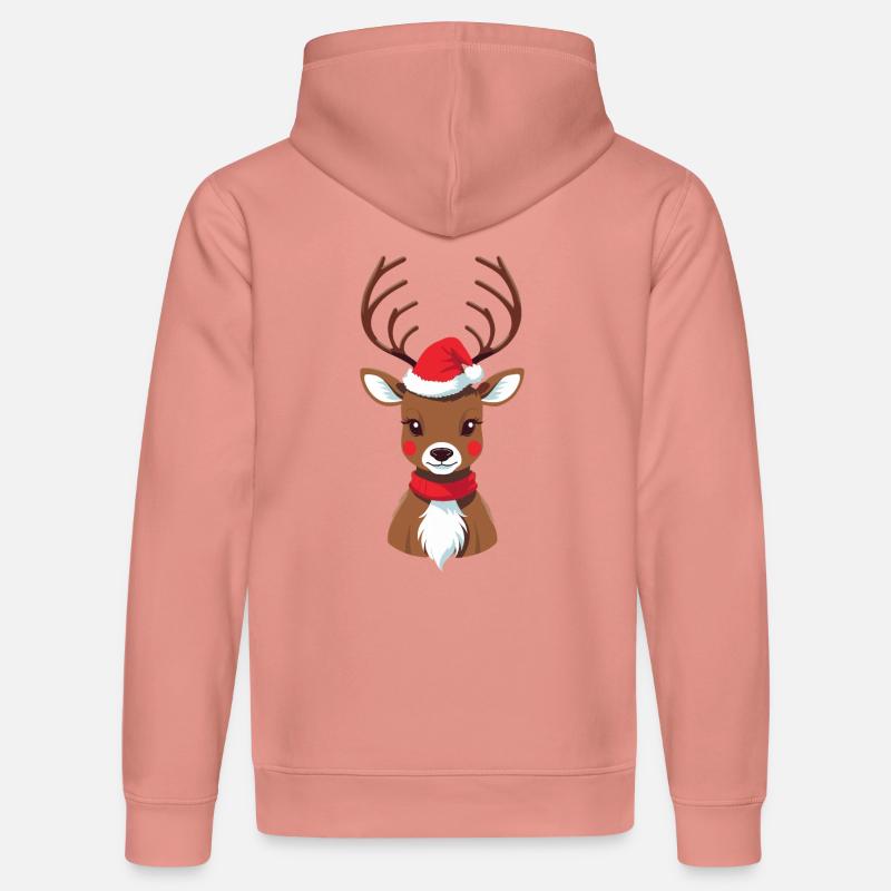Renne de Noël avec chapeau - Sweat à capuche bio DRUMMER Stanley/Stella Unisexe - rose poudré