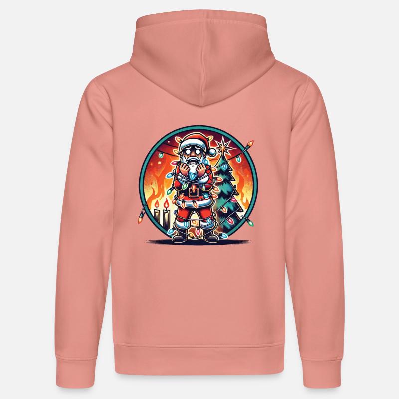 Électrocution Père Noël Chaos - Sweat à capuche bio DRUMMER Stanley/Stella Unisexe - rose poudré