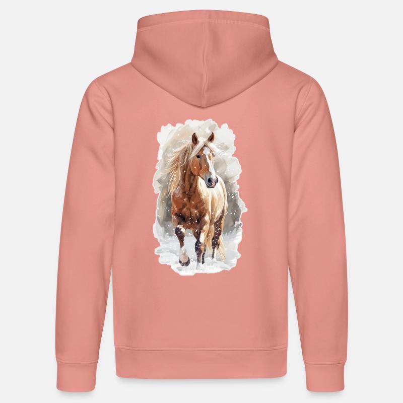 Cheval dans la neige - Sweat à capuche bio DRUMMER Stanley/Stella Unisexe - rose poudré