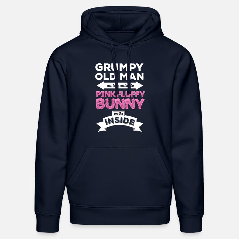 Grumpy Pink Fluffy Bunny - Stanley/Stella DRUMMER Unisex Organic Hoodie - french navy