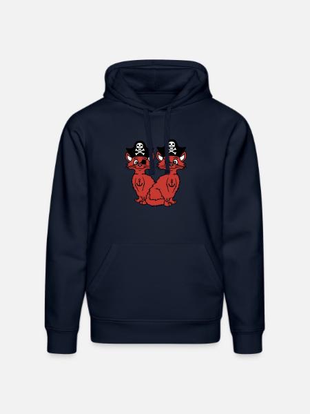 2 Pirate Cats Sabre Buccaneer Eye Patch Team - Stanley/Stella DRUMMER økologisk unisex-hoodie - navy