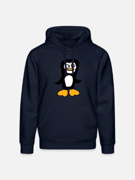 Pinguino sembra confuso stupido divertente smorfia sguardo - Felpa con cappuccio ecologica unisex DRUMMER di Stanley/Stella - blu navy