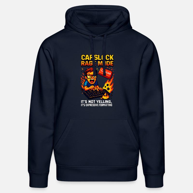 Capslock Rage Mode - Stanley/Stella DRUMMER Unisex Organic Hoodie - french navy