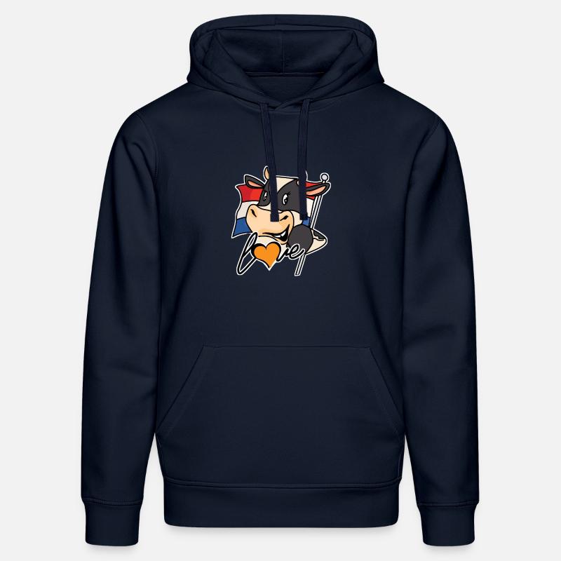 Vache avec drapeau et cœur - Sweat à capuche bio DRUMMER Stanley/Stella Unisexe - bleu marine