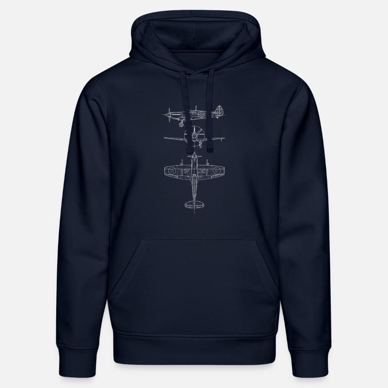 Spitfire Blueprint - Sweat à capuche bio DRUMMER Stanley/Stella Unisexe - bleu marine