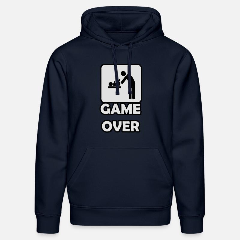 Game Over paternité - Sweat à capuche bio DRUMMER Stanley/Stella Unisexe - bleu marine