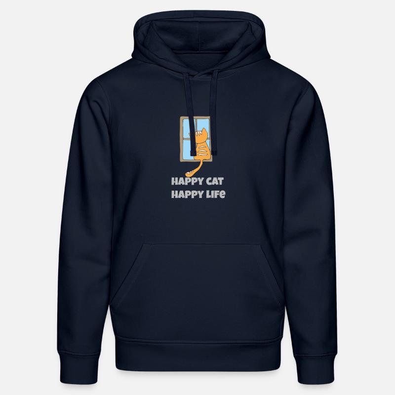 Chat heureux, vie heureuse - Sweat à capuche bio DRUMMER Stanley/Stella Unisexe - bleu marine