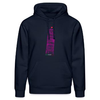 Schiefer Turm von Pisa gezeichnet - Stanley/Stella Unisex Bio-Hoodie DRUMMER  - French Navy - Vorne - Marisol (170cm) & Nik (191cm)