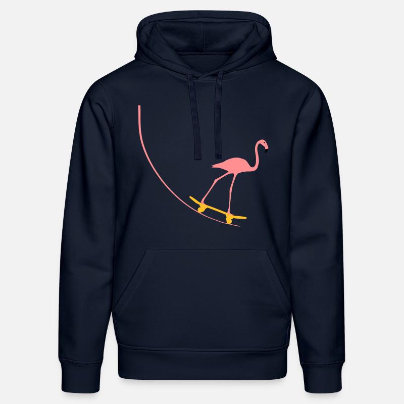 Flamingo sur planche à roulettes - Sweat à capuche bio DRUMMER Stanley/Stella Unisexe - bleu marine